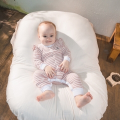 (1M-12M) Bộ đồ liền thân BSR2142ST dài tay bèo vai, cài giữa Siro Stripy - Siro -	Bu baby sơ sinh – Quần áo Bubaby