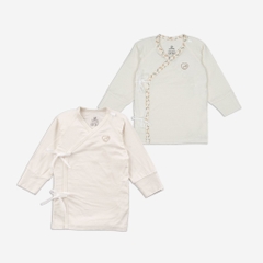 Set 2 áo dài tay buộc dây chéo Iconic cho bé sơ sinh chất liệu sợi tre - Bambus BBB3108NS| Quần áo BuBaby chính hãng