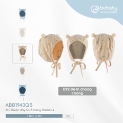 BU Baby (0-12M) Mũ Buộc dây Quả bông ABC1943QB Muda cho bé trai, bé gái  sơ sinh - Bamco  - Mũ bu baby - Mũ Bu sơ sinh