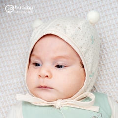 BU Baby (0-12M) Mũ Buộc dây Quả bông ABC1943QB Muda cho bé trai, bé gái  sơ sinh - Bamco  - Mũ bu baby - Mũ Bu sơ sinh