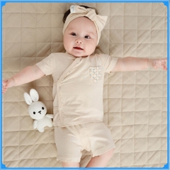 (1-3M) Bộ ngắn tay cài chéo dễ thương mềm mại, thoải mái cho bé - Bambus BBB130802 | Quần áo BuBaby chính hãng