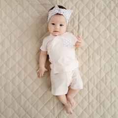 (1-3M) Bộ ngắn tay cài chéo dễ thương mềm mại, thoải mái cho bé - Bambus BBB130802 | Quần áo BuBaby chính hãng