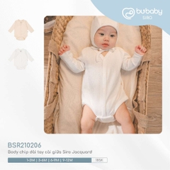 (1M-12M) Bộ đồ liền thân dài tay cài vai BSR2101ST  Siro Stripy cho bé sơ sinh -	Bubaby sơ sinh – Quần áo Bubaby