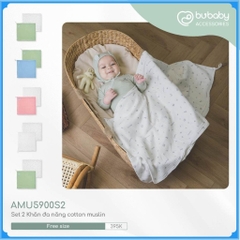 Set 2 khăn Muslin cho bé Bubaby AMU5900S2 Khăn quấn đa năng