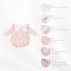 (1-12M) Body chip dài tay bèo vai đáp ngực Mimo Bu Baby BCT214900 - Bubaby sơ sinh