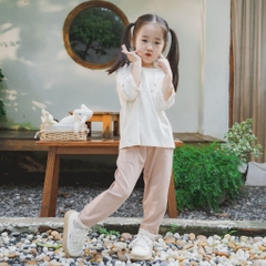 (6M-5Y) Bộ tay lỡ cổ tròn, quần dài BCT120400 Mimo cho bé gái, bé trai  - Pure Cotton | Quần áo BU Baby chính hãng