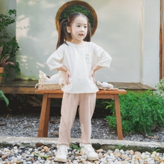 (6M-5Y) Bộ tay lỡ cổ tròn, quần dài BCT120400 Mimo cho bé gái, bé trai  - Pure Cotton | Quần áo BU Baby chính hãng