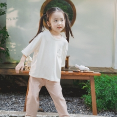 (6M-5Y) Bộ tay lỡ cổ tròn, quần dài BCT120400 Mimo cho bé gái, bé trai  - Pure Cotton | Quần áo BU Baby chính hãng