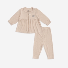 (0-12M) Bộ dài tay cài giữa nhún ngực BSR110203 Siro cho bé sơ sinh - Bubaby sơ sinh