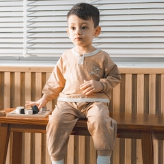 BU Baby (6M-3Y) Bộ dài tay cổ trụ Thu êm BU Siro Jacquard BU Baby SCT110301| Quần áo chính hãng