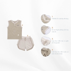 (1Y-5Y) Bộ sát nách cổ V Siro - BU baby bé trai - Bu baby bé gái Quần áo Bu Baby chính hãng Siro BSR140600