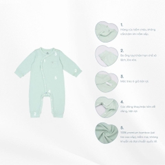 (NB-3M) Body dài tay cài chéo BBB2108A1  sợi tre mềm mại - Bambus | Quần áo BU Baby chính hãng - Bubaby sơ sinh