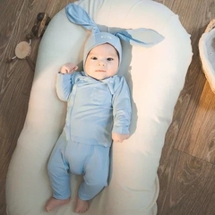 (NB-3M) Mũ buộc dây tai thỏ Bonet Bu Baby chất sợi tre mềm mại ABB194321 - Bubaby sơ sinh - Mũ Bubaby