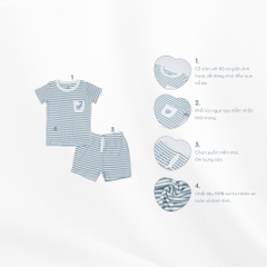 (1Y-5Y) Bộ quần áo ngắn tay Cổ tròn túi ngực BSR1304ST Siro Stripy Bubaby bé trai – Bu baby bé gái – Quần áo Bubaby