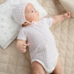 (0-12M) Bodychip ngắn tay cổ chồm BBB2305NS Iconic cho bé sơ sinh vải sợi tre mềm mại - Bambus  | Bubaby sơ sinh