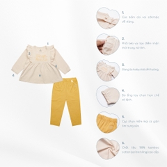 (1Y-4Y) Bộ quần áo dài tay  cài vai BBC1101BN Bèo ngực Glory - Bamco -Bubaby bé trai - Bubaby bé gái