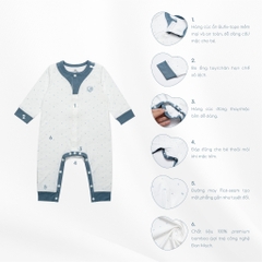 (0-12M) Body dài tay cài giữa Glory - Bambus BBB210203 - Bu baby sơ sinh
