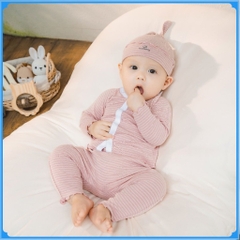 (1-12M) Bộ quần áo dài tay BSR1102ST Cài giữa bèo gấu Siro Stripy cho bé -	Bubaby sơ sinh – Quần áo Bubaby