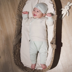 (NB-3M) Bộ dài tay cài chéo sơ sinh sợi tre BU Bambus BBB1108FF | Quần áo BU Baby chính hãng