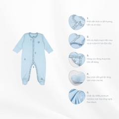 Body dài tay cài giữa cho bé sơ sinh chất liệu sợi tre mềm mại - Bambus BBB2102NS | Quần áo BuBaby chính hãng
