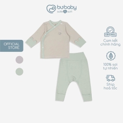 (NB-3M) Bộ dài tay cài chéo sơ sinh sợi tre BU Bambus BBB1108FF | Quần áo BU Baby chính hãng