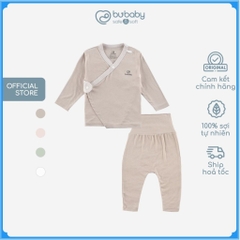 Bộ dài tay cài chéo cho bé sơ sinh chất vải thoải mái, co giãn  - Siro BSR110802 | Quần áo BuBaby chính hãng