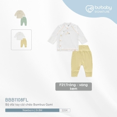 (0-3M) Bubaby BBB1108FL Bộ dài tay cài chéo Bambus Gami - Bu baby sơ sinh