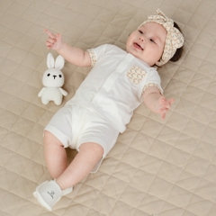 (0-12M) Bộ ngắn tay cài giữa cho bé sơ sinh chất liệu sợi tre mềm mại - Bu baby sơ sinh  Quần áo BuBaby Bambus BBB130203