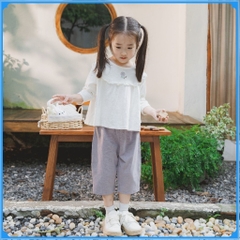 (12M-5Y) Bộ dài tay cài sau Bèo ngực BCT1110BN Cotton Slub  cho bé gái - Quần áo BU Baby chính hãng