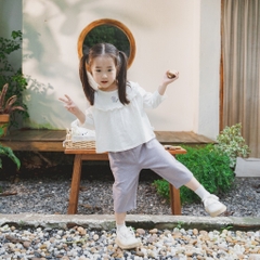 (12M-5Y) Bộ dài tay cài sau Bèo ngực BCT1110BN Cotton Slub  cho bé gái - Quần áo BU Baby chính hãng