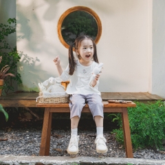 (12M-5Y) Bộ dài tay cài sau Bèo ngực BCT1110BN Cotton Slub  cho bé gái - Quần áo BU Baby chính hãng