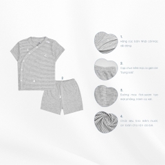 (0-6M) Bộ quần áo ngắn tay cài chéo BSR130800 - Bu baby sơ sinh – Quần áo Bubaby