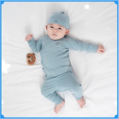 (NB-Blue) Bộ quần áo dài tay cài chéo, bao tay chân lật Twinkle - Bambus BBB110800 - Quần áo BuBaby -Bubaby sơ sinh