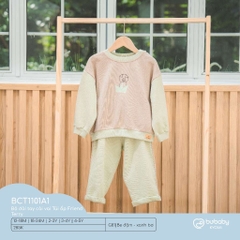 (1Y-5Y) Bộ dài tay cài vai chất nỉ ấm áp - Bộ quần áo mùa đông Bubaby - Bubaby bé trai – Bubaby bé gái – Quần áo Bubaby