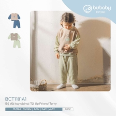 (1Y-5Y) Bộ dài tay cài vai chất nỉ ấm áp - Bộ quần áo mùa đông Bubaby - Bubaby bé trai – Bubaby bé gái – Quần áo Bubaby