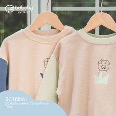 (1Y-5Y) Bộ dài tay cài vai chất nỉ ấm áp - Bộ quần áo mùa đông Bubaby - Bubaby bé trai – Bubaby bé gái – Quần áo Bubaby