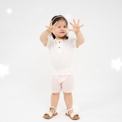 Bộ quần áo ngắn tay cổ trụ Twinkle - Bambus BBB130300 | Quần áo BuBaby chính hãng