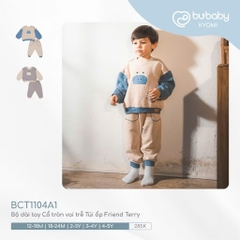 (1Y-5Y) Bộ dài tay cài vai chất nỉ ấm áp - Bộ quần áo mùa đông Bubaby - Bubaby bé trai – Bubaby bé gái – Quần áo Bubaby