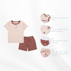 Bộ quần áo ngắn tay cổ trụ Twinkle - Bambus BBB130300 | Quần áo BuBaby chính hãng