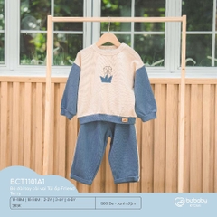 (1Y-5Y) Bộ dài tay cài vai chất nỉ ấm áp - Bộ quần áo mùa đông Bubaby - Bubaby bé trai – Bubaby bé gái – Quần áo Bubaby