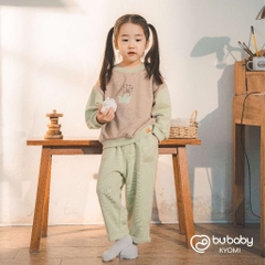 (1Y-5Y) Bộ dài tay cài vai chất nỉ ấm áp - Bộ quần áo mùa đông Bubaby - Bubaby bé trai – Bubaby bé gái – Quần áo Bubaby