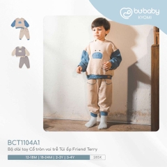 (1Y-5Y) Bộ dài tay cài vai chất nỉ ấm áp - Bộ quần áo mùa đông Bubaby - Bubaby bé trai – Bubaby bé gái – Quần áo Bubaby