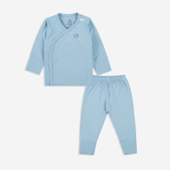 (NB-Blue) Bộ quần áo dài tay cài chéo, bao tay chân lật Twinkle - Bambus BBB110800 - Quần áo BuBaby -Bubaby sơ sinh