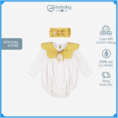 Set Body kèm yếm cổ hoa bé gái Mimo cho bé sơ sinh từ 0 đến 12 tháng - GMC503100 | Quần áo BuBaby chính hãng