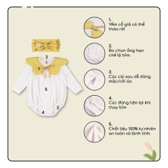 Set Body kèm yếm cổ hoa bé gái Mimo cho bé sơ sinh từ 0 đến 12 tháng - GMC503100 | Quần áo BuBaby chính hãng