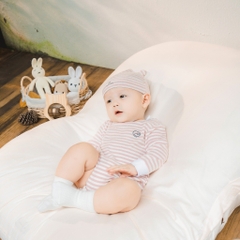 (1M-12M) Bộ đồ liền thân dài tay cài vai BSR2101ST  Siro Stripy cho bé sơ sinh -	Bubaby sơ sinh – Quần áo Bubaby