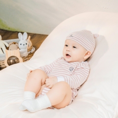 (1M-12M) Bộ đồ liền thân dài tay cài vai BSR2101ST  Siro Stripy cho bé sơ sinh -	Bubaby sơ sinh – Quần áo Bubaby