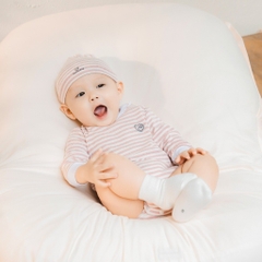 (1M-12M) Bộ đồ liền thân dài tay cài vai BSR2101ST  Siro Stripy cho bé sơ sinh -	Bubaby sơ sinh – Quần áo Bubaby
