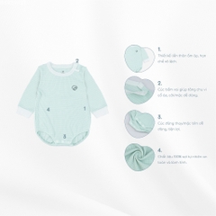 (1M-12M) Bộ đồ liền thân dài tay cài vai BSR2101ST  Siro Stripy cho bé sơ sinh -	Bubaby sơ sinh – Quần áo Bubaby