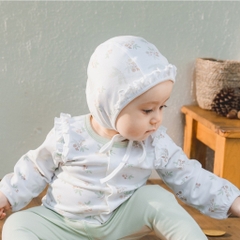 Mũ Buộc dây Mimo - Pure Cotton ACT194301- Bubaby sơ sinh - Mũ Bubaby - Bao tay Bu baby